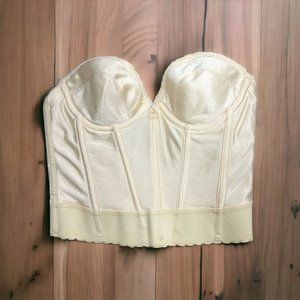 PAULA VARSALONA Vintage Bustier with Boning and Pearl Floral Detal Size 34A